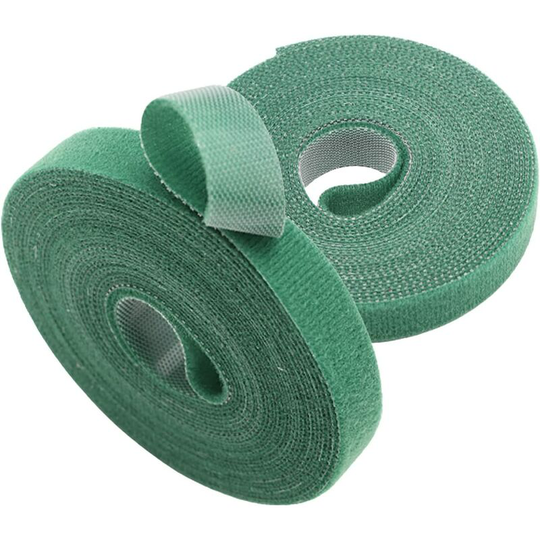 Pack of 2 rolls of reusable nylon Velcro tape for garden plants, tomatoes, flowers or vegetables in raised beds - 10 mm x 10 m - Green