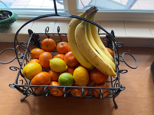 Vintage Black Metal Organizer Or Fruit Bowl With A Spanish Flair. | Fruit Not Included