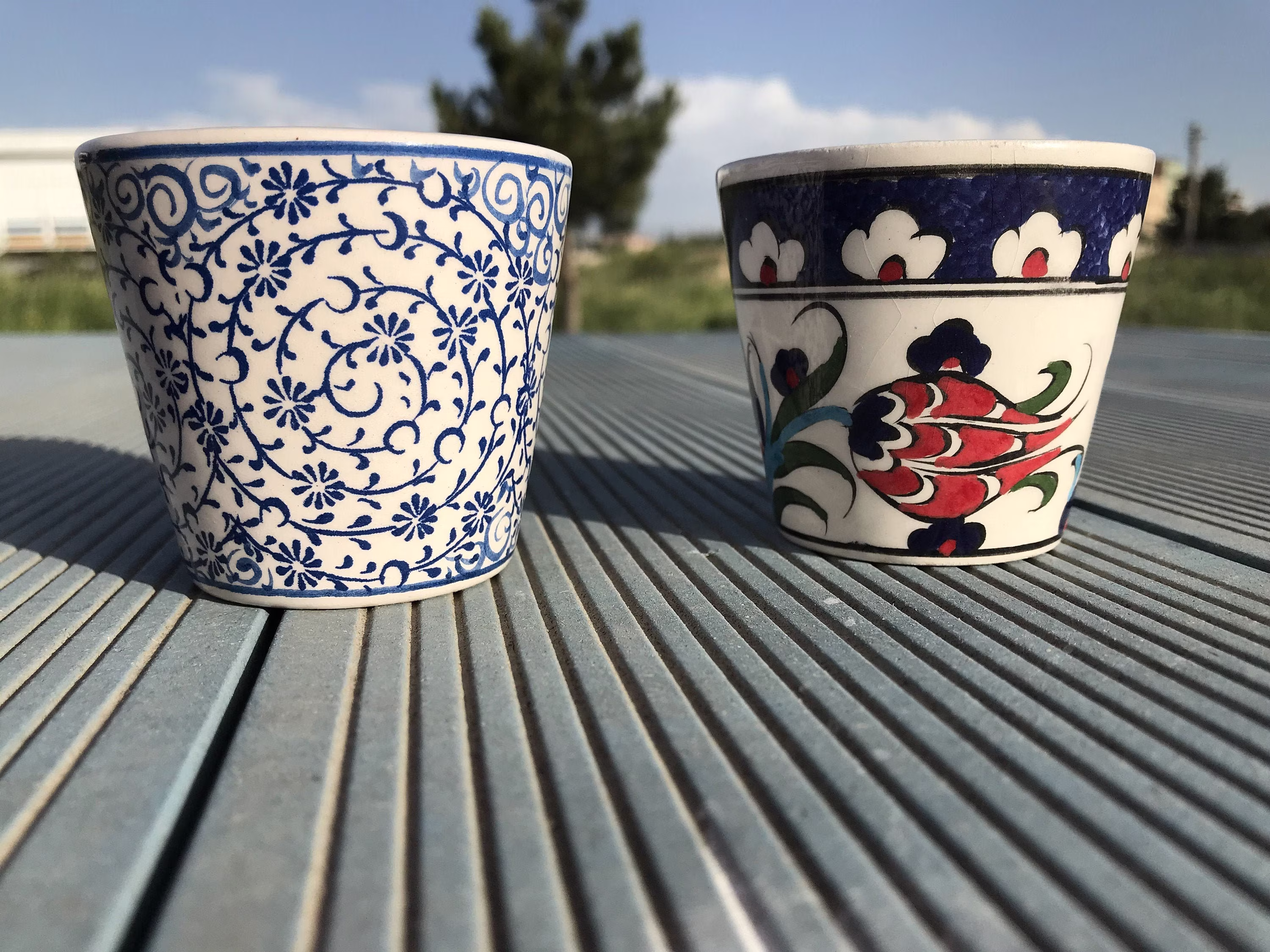 Ceramic Indoor Plant Pot, Shot Cup, Abstract Cactus Planters, Summer Impressions, Hand Painted Succulent Clay Flower Pot, Floral Design Gift