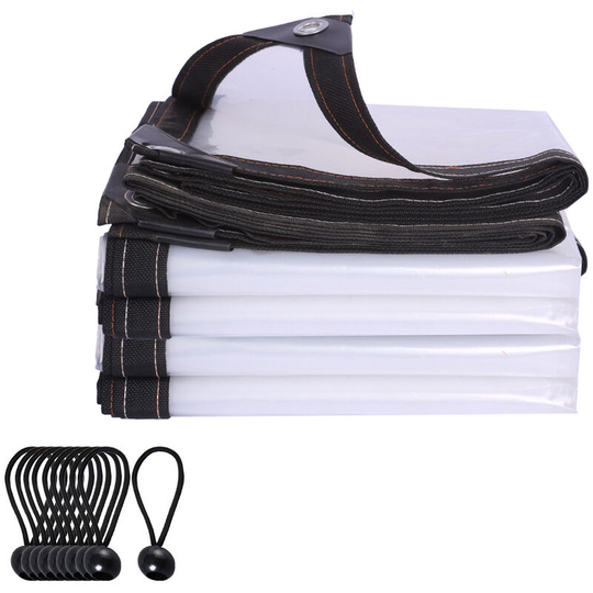 Clear Waterproof Cover Tarp with Elastic Ties Dustproof Rainproof Tarpaulin 6 x 10FT Garden Plant Cover with Eyelets for Plant Greenhouse Kennels