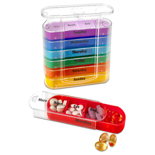 Superseller - 7 Days Week Pill Box Portable Pills Storage Drawer Type 28 Grids Medicine Tablet Dispenser Case Vitamin Organizer for Travel