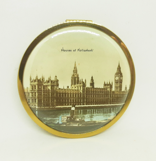 Vintage Houses Of Parliament Powder Compact Made in England Souvenir London Britain