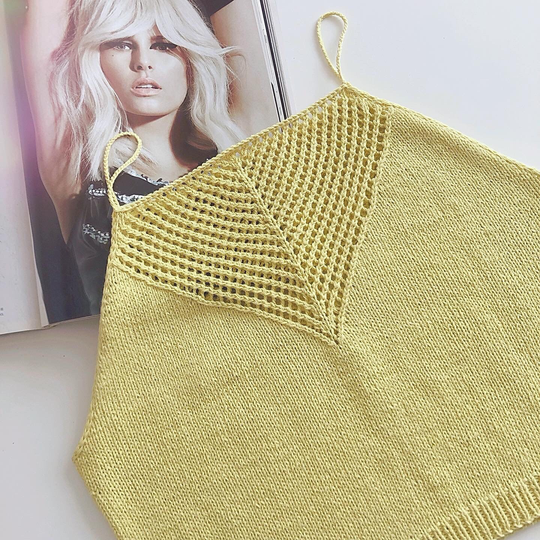 Organic Cotton Gold Knitted Fishnet Crop Top Yellow Knit Ribbed Tank Knitted Open Back Top Bralette Low Cut Tops