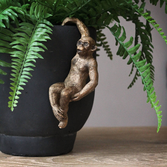 Gold Monkey Pot Hanger Ornament