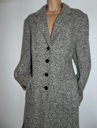 Basler Virgin Wool Angora Salt Pepper Winter Luxurious Sartorial Coat, 40 UK 14