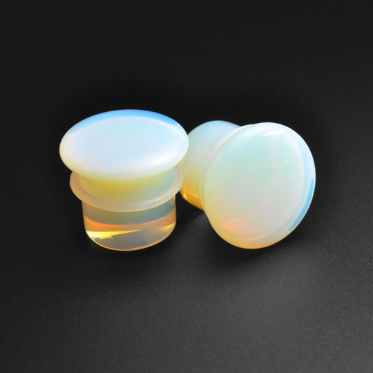 Opalite Single Flare Convex Organic Stone Plug | Sizes 3mm | 8G - 16mm | 5/8