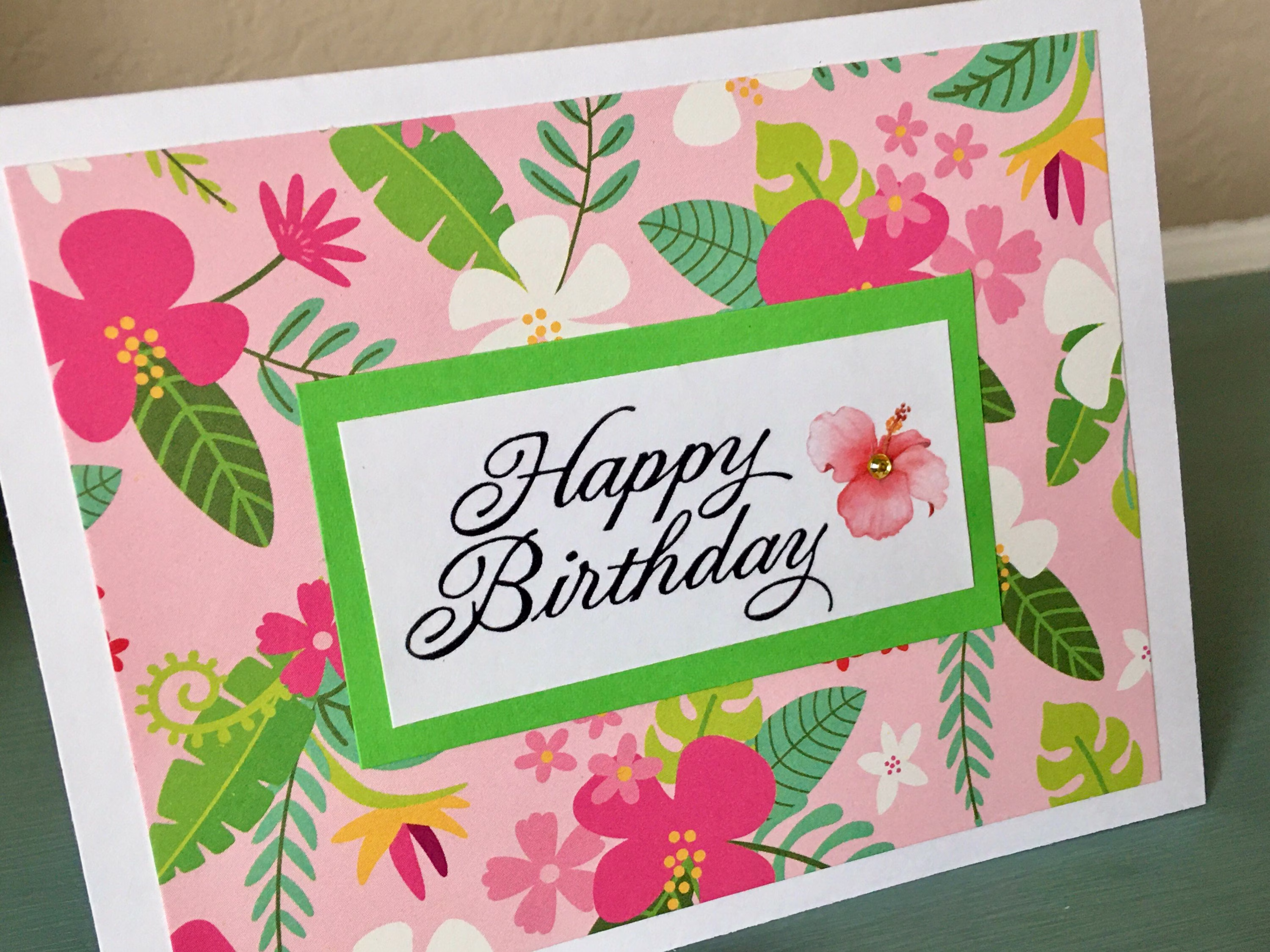 Tropical Birthday Card, Floral Cards, Handmade Card For Her, Summer Card