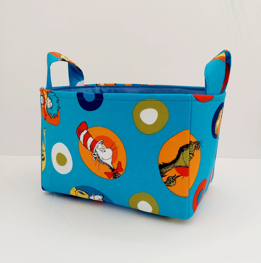 Dr Seuss Fabric Basket, Cat in The Hat Storage Bin, Nursery Organizer Caddy, Baby Shower Gift Basket