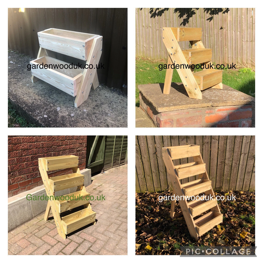 Freestanding Tiered Planters For Herbs/Flowers/Strawberries. 2 Tiered, 3 4 & 5 Tiered. Multi-Level Stepped Garden Planters