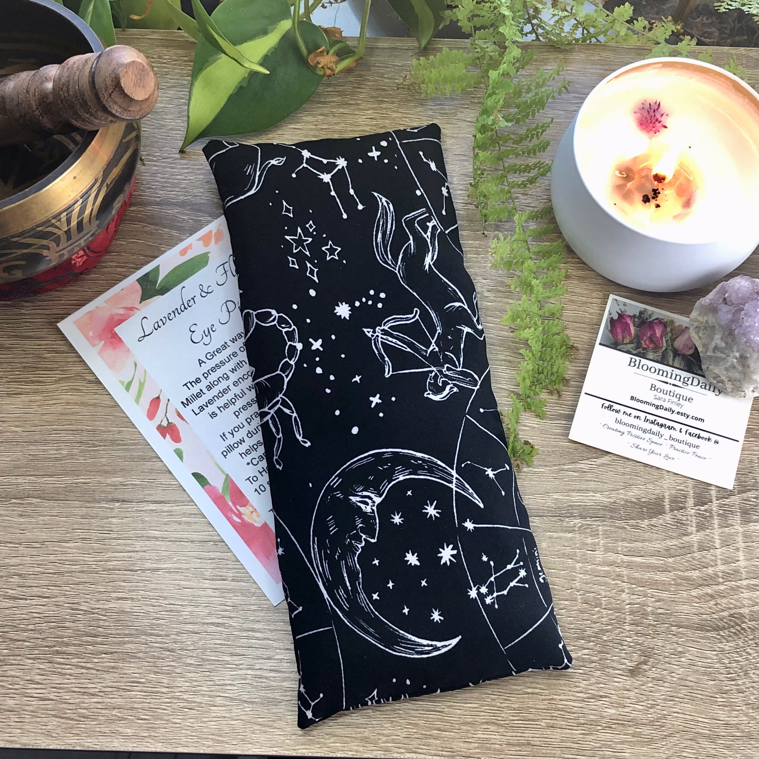 Lavender Eye Pillow, Organic + Flax Seed, Yoga/Mediation Aromatherapy Weighted Acupuncture Point Self Care Gift