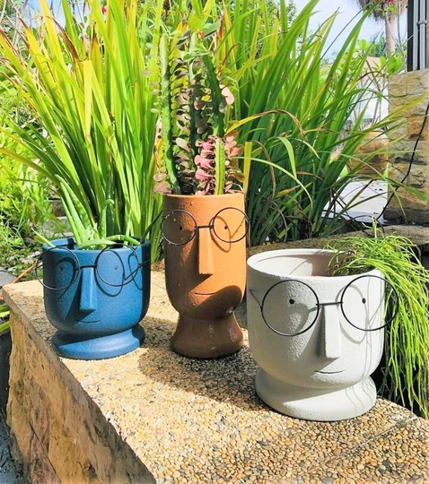 Ceramic Head Planter With Glasses, Family Gift Doctor Planter, Face Facepot, For Dad Gift, Vase, Face Vase
