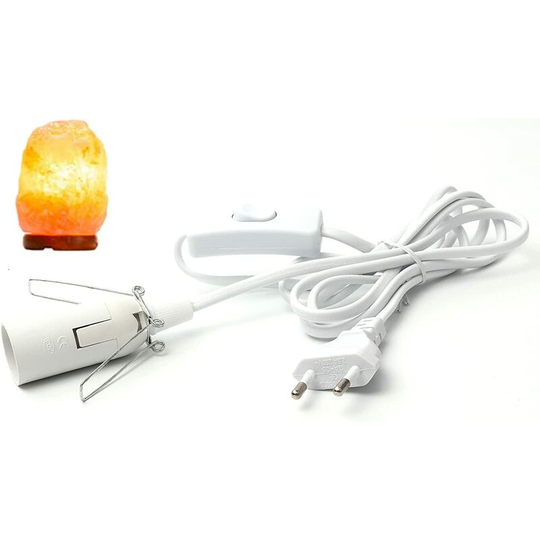 Aougo - Cable for salt lamp with switch - E14-1.8 m - Socket for salt lamp, White