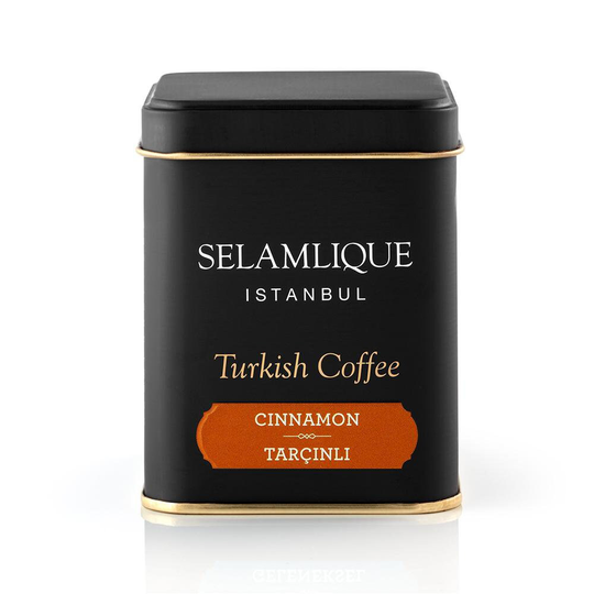 Selamlique Turkish Coffee With Cinnamon, Traditional Coffee, Powder Cinnamon Flavored Ground in Tin Can 125Gr