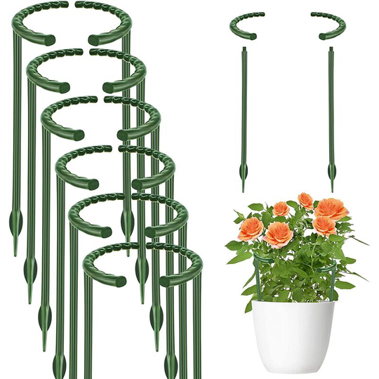 6 Pcs Plant Support Garden Flower Support Stake Half Round Plant Support Ring Plastic Plant Cage Holder Flower Pot Climbing Trellis for Small Plant