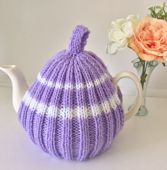 Violet Purple Tea Cosy - 4-6 Cup Pot Knitted Lavender Tea Cozy, Perfect Mother's Day Gift