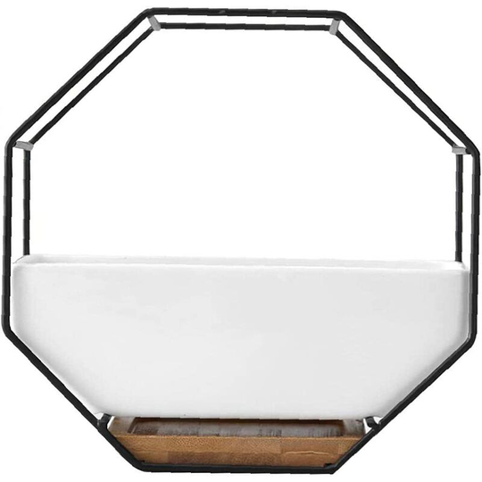 Flower pot cover, flower pot, wall flower pot wall decor succulent geometric hanging ceramic vase desktop vase succulent flower pot (black)