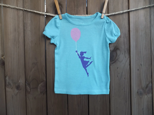 Up & Away - Girl Balloon | Powder Pink Purple On Teal 18M Little Toddler Tee Take Flight