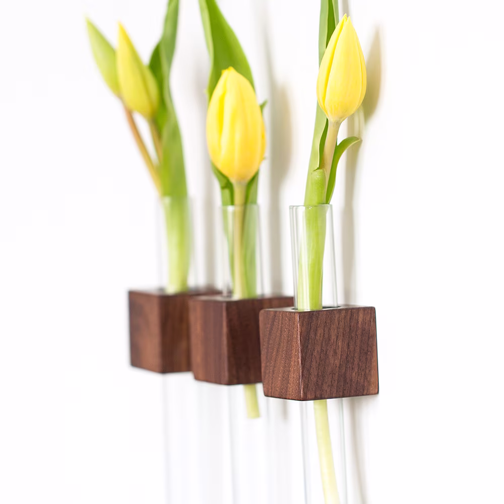 Wooden Flower Vase, Propagation Station, Plant Lover Gifts, Test Tube Magnetic Planters, Modern Kitchen Decor, Planters For Flowers