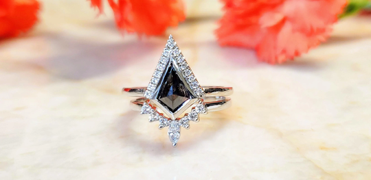 Salt & Pepper Kite Diamond Engagement Ring