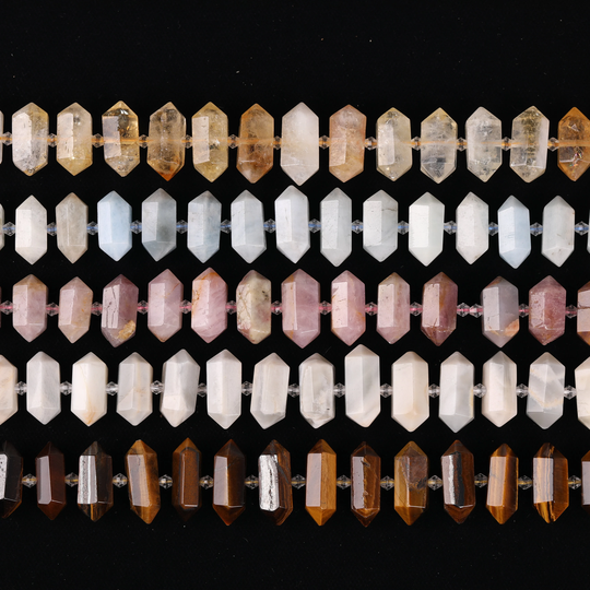 Aquamarine Bead Pendant, Moonstone Gemstone Beads, Madagascar Powder Hexagonal Prism Beads, Necklace Jewelry, About 20 Pcs/strand