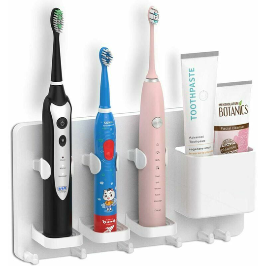 Qersta - Electric Toothbrush Organizer Self-Adhesive Wall Mounted Toothpaste Organizer Multifunctional Accessories Holder for Bathroom and Kitchen