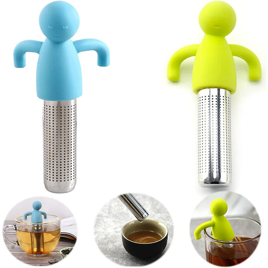 Devenirriche - 2 pcs Loose herbal tea infuser Silicone tea infuser 304 stainless steel tea strainer for straining or steeping tea, most tea cups and