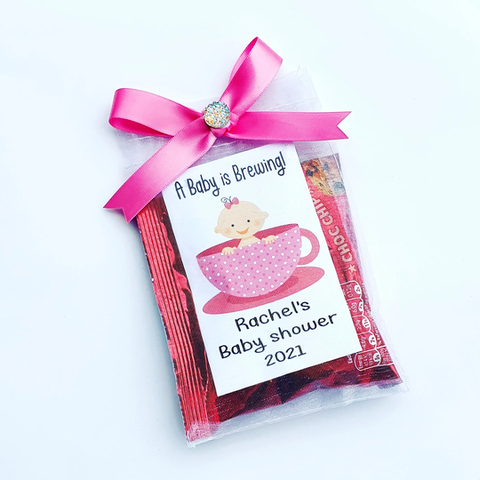 A Baby Is Brewing Shower Afternoon Tea Favours Biscuits Gender Reveal Personalised Letter Box Gift | Qty 10