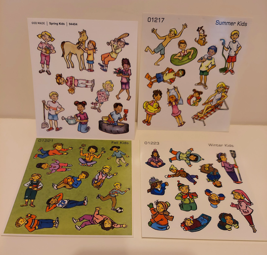 4 Seasons Of Kids Set Sheets Stickers - Early 2000S Spring, Summer, Fall & Winter