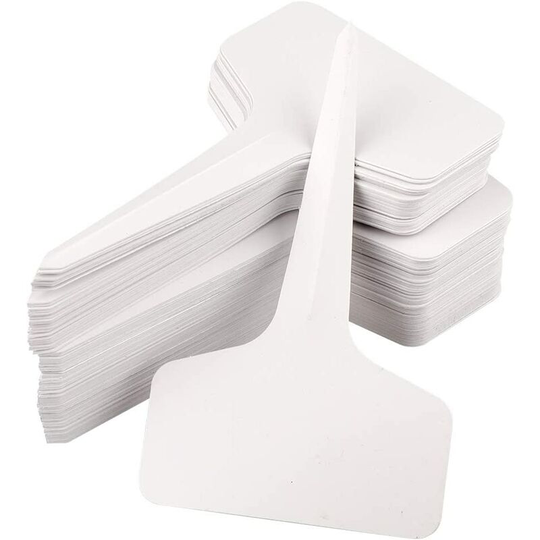 200Pcs 6x10cm Plastic Plant Labels & Tags White T-Type Waterproof Garden Markers for Seed, Seedling, Vegetables,Herb (White)