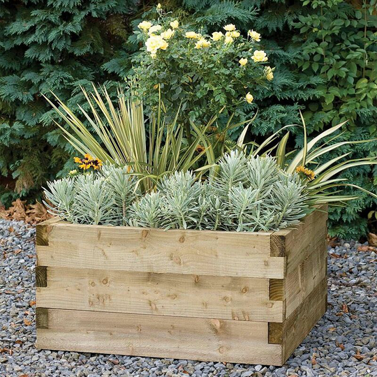Forest - Square Wooden Garden Planter 90cm 270L - Flower Vegetable Herb Plant Pot