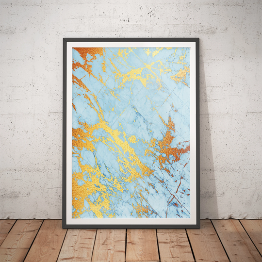 Marble Print No.13 - Powder Room Decor/Modern Bathroom Wall Gallery Rose Gold Contemporary Art Kintsugi