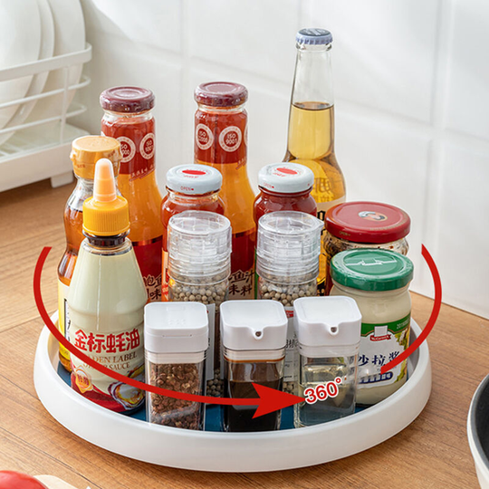 Lifcausal - 360 Rotating Seasoning Storage Rack Ecoco Seasoning Organizer Shelf Oil And non-slip Kitchen Accessories Kitchen Organizer White+Grey