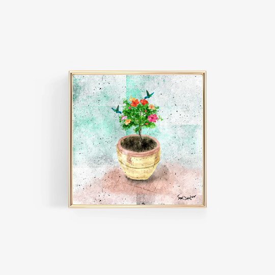 Hibiscus Tree & Hummingbirds Giclée Art Print
