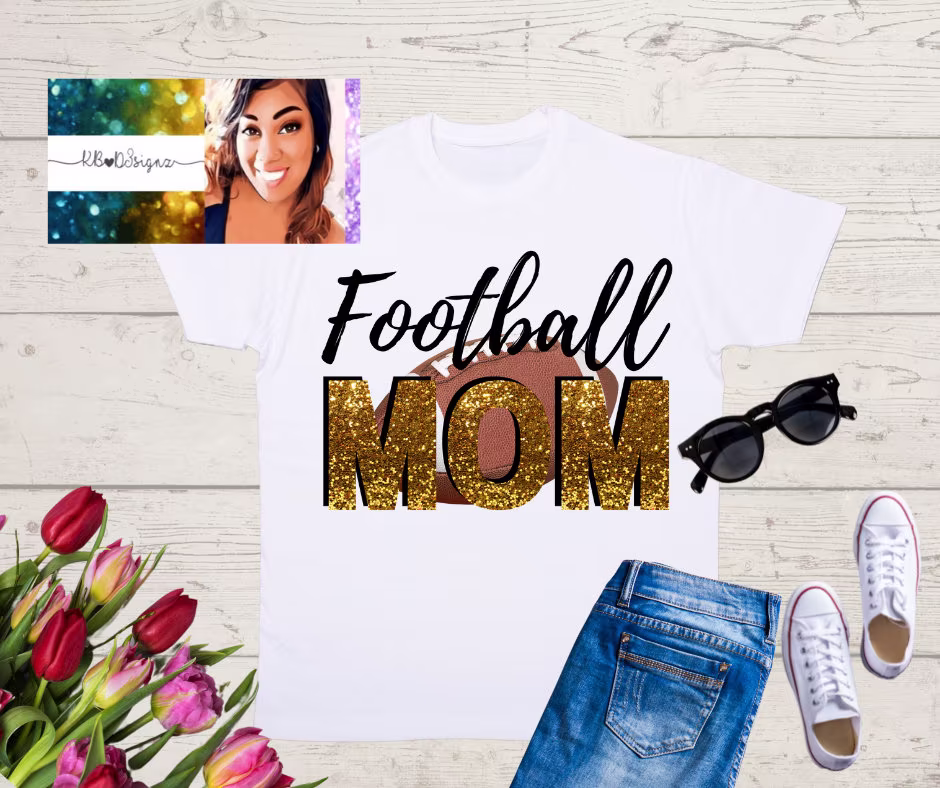 Football Mom T-Shirt, Team Mom, Season, Glitter Gold