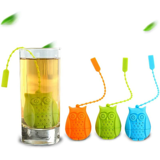 Pack Reusable Cartoon Owl Tea Strainer Container Teapot