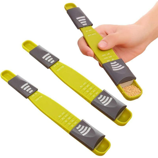 Pcs Adjustable Measuring Spoon, Double Ended Adjustable Measuring Spoon with 8 Holders Kitchen Accessories for Coffee Sugar Salt Tea