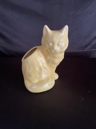 Cat Planter , Pottery Vase Full Cat Yellow Usa