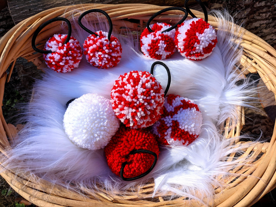 Custom Hairbow, Pom Hairbows, Piggs, Holiday Hair Accessories, Pompoms, Pompom Pigtails, Poms, Elastic Ties, Jumbo