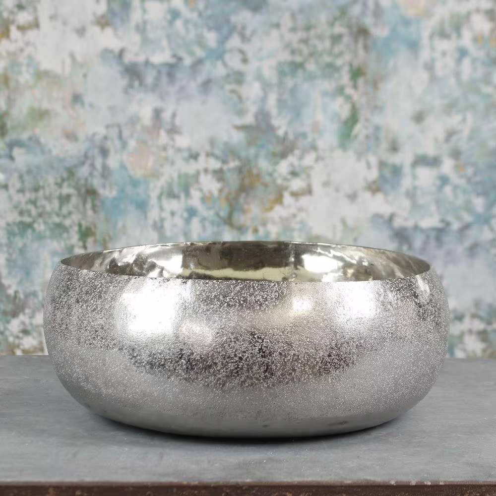 Silver Mayfair Bowl | Small Metal Planter 13 X 33cm - Fast & Free UK Delivery