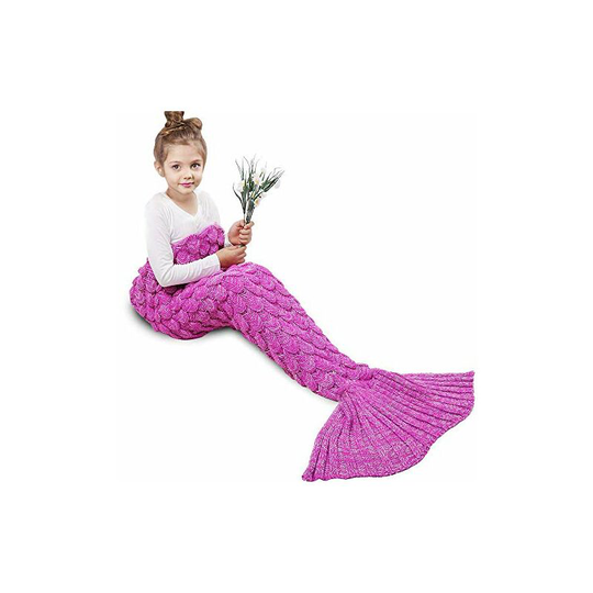 Deckon - Mermaid Tail Throw Blanket For 140cm x 70cm Suitable For Over 4 Years Old Kids All Seasons