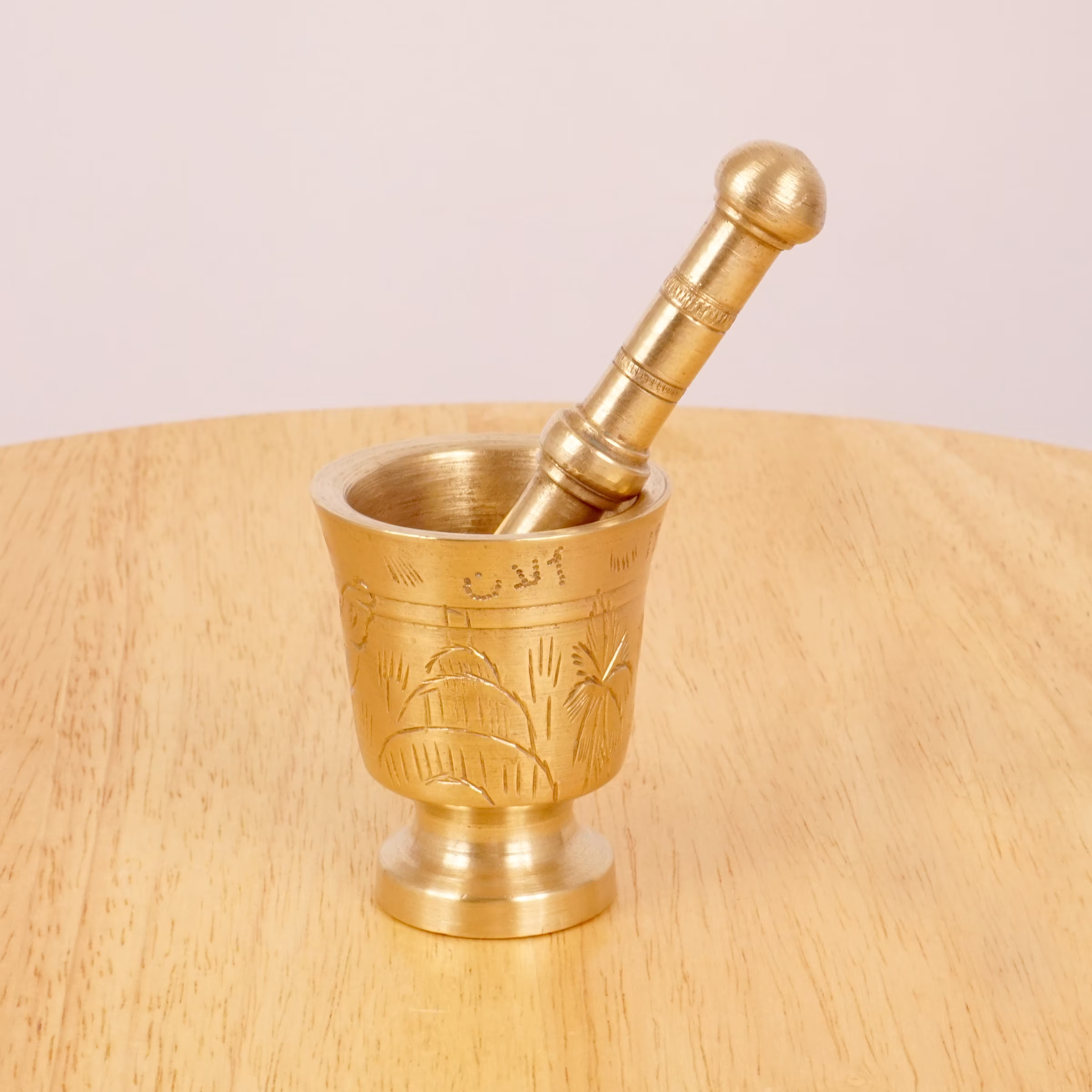 Mortar & Pestle || Small Size Vintage Solid Brass Simple Handmade Design Engraved Elaine 1981