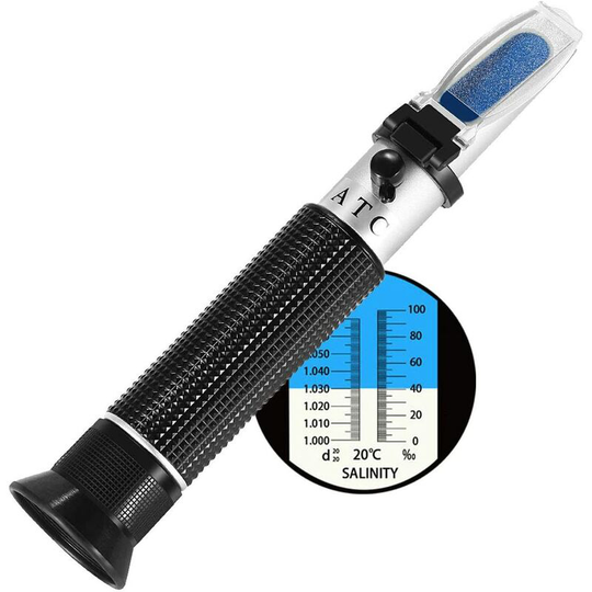 Salinity Refractometer, Salinity Measurement Tool for Sea Water Aquarium Tank, Marine Market, Dual Scale (1.0-1.070 S.g/0-100ppt Salt)