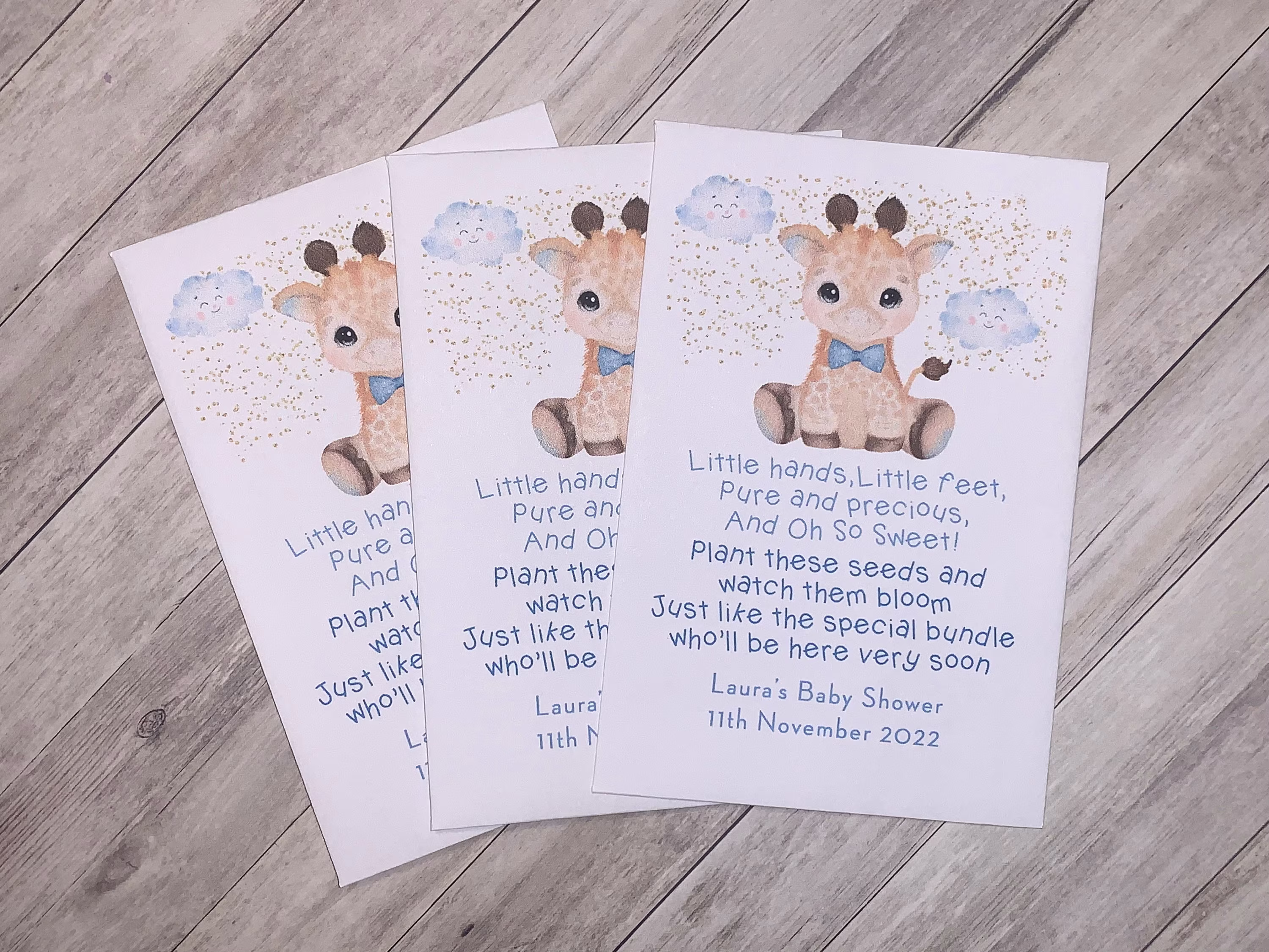 Personalised Seed Packets Envelopes For Baby Shower/Babies Birthday