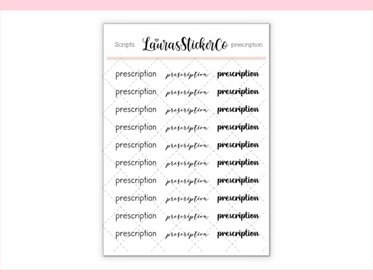 Prescription Scripts // Stickers, Lettering, Functional, Reminder, Planning Journal, Medicine, Medication, Pick Up
