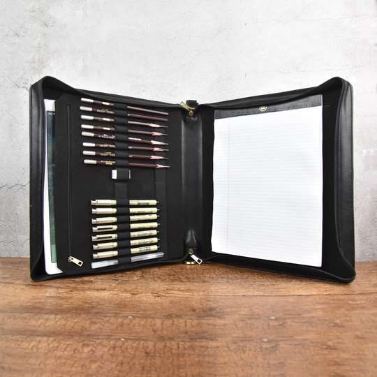 Vegan Leather Portfolio Organizer With A4 Sketchbook Cover Fit Pencil/13