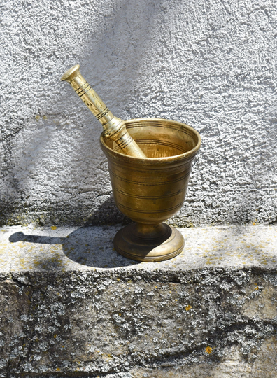Vintage Bronze Mortar & Pestle, Bronze Mortar, Mortar Kitchen, Rustic Home Decor