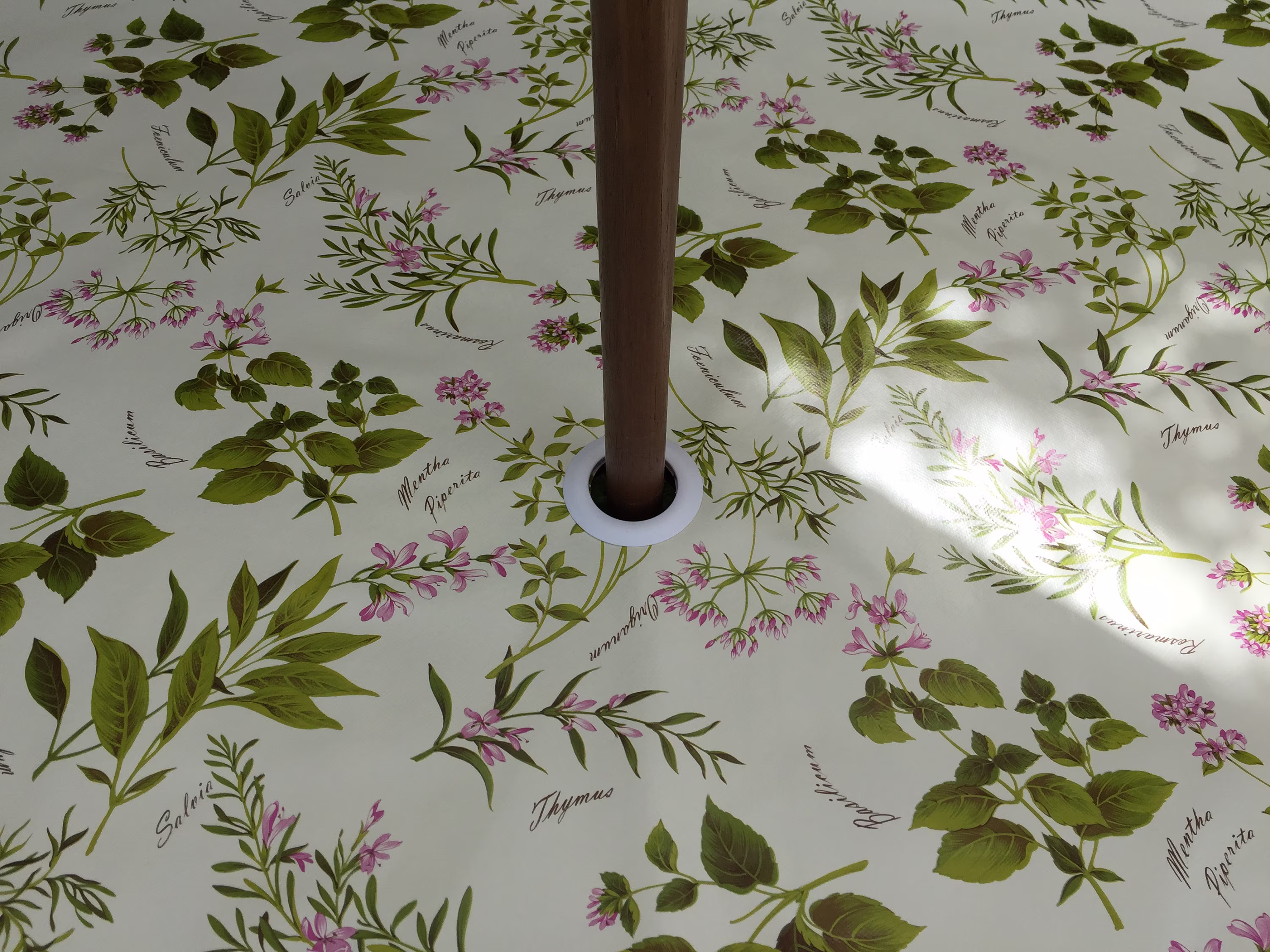 Rectangle Herb Garden Wipe Clean PVC Tablecloth With Parasol Hole
