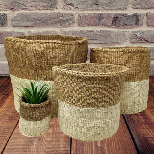 Woven Basket Storage, Planters, Round Woven Baskets, Baskets For Plants, Natural Set Of Planter Baskets