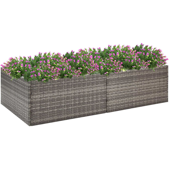 Garden Planter Grey 157x80x40 cm Poly Rattan
