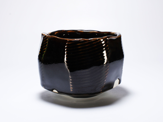 Tenmoku Porcelain Matcha Chawan, Black Ceramic Tea Bowl